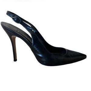 Manolo Blahnik leather Slingback black pumps, 39.5